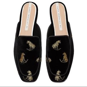 Zara cheetah leopard print velvet loafers